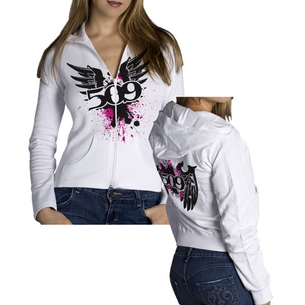 509 womens white zip hoody - 509 angel