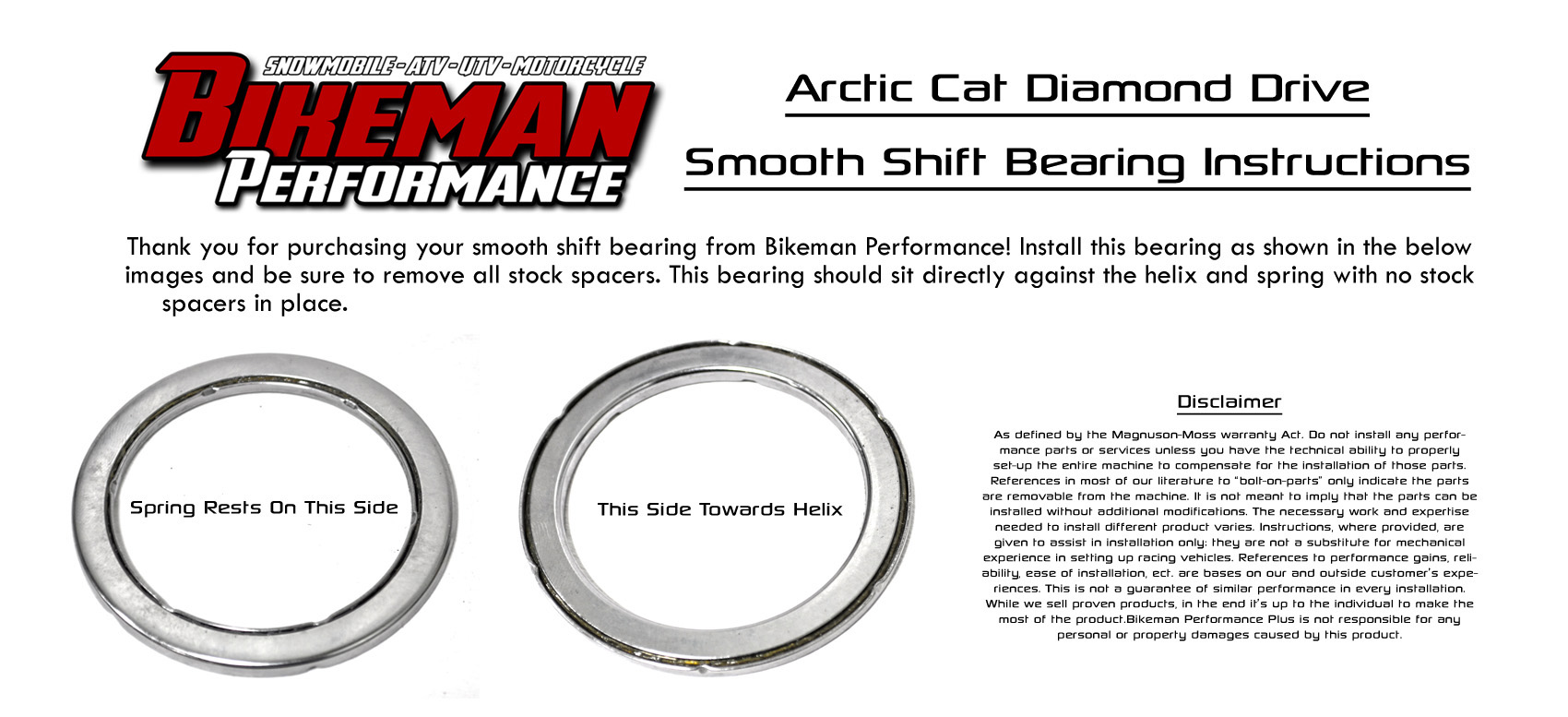 Bikeman Smooth SHift Bearing for arctic cat