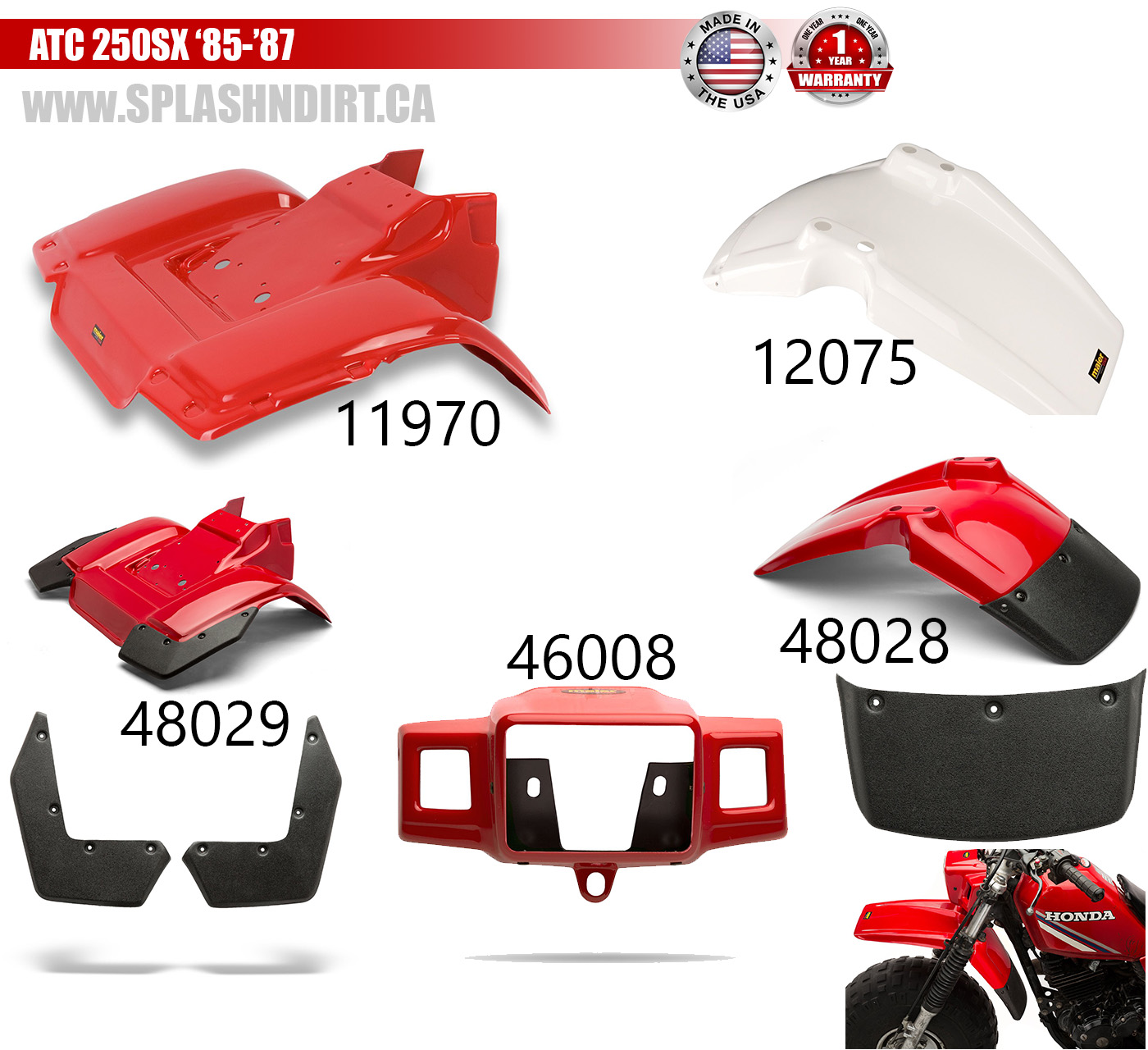 Honda atc250sx plastics body maier