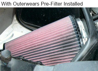 K&N Filter with Outerwears Installed